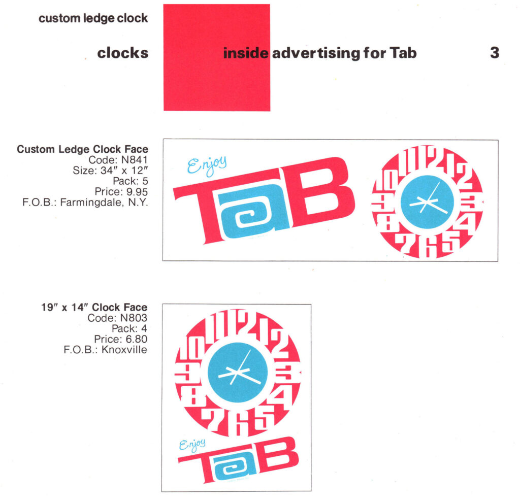 Bottler Advertising for TAB Clocks 3