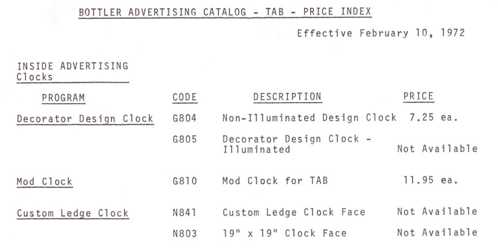 Bottler Advertising for TAB Pricing