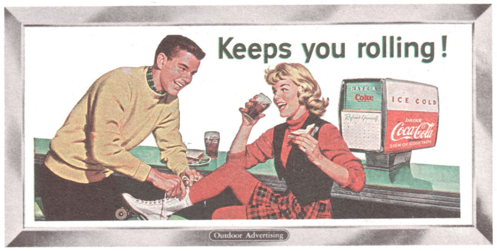 1959 Coca-Cola Poster Billboard - Keeps You Rolling!