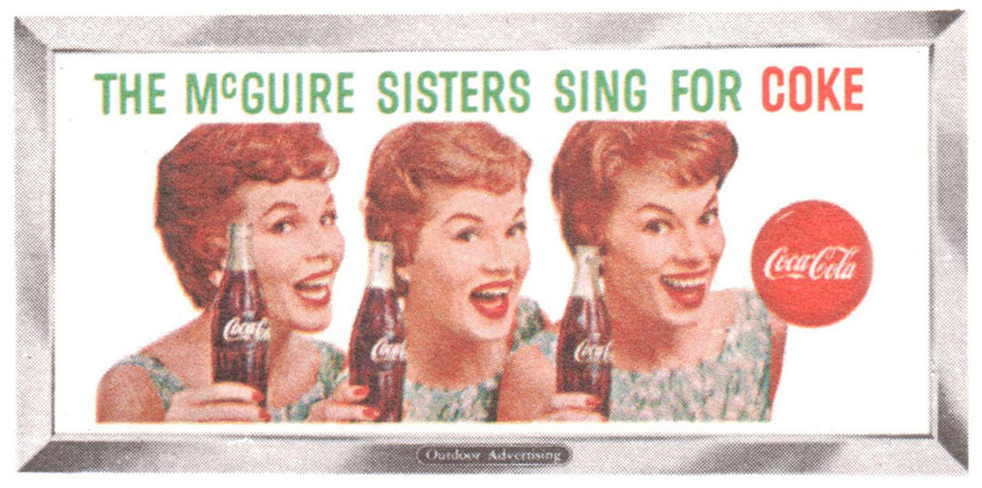 1959 Coca-Cola Poster Billboard - The McGuire Sisters Sing for Coke